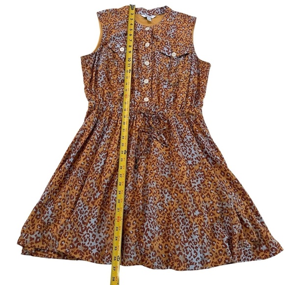 Nine West A-Line Shirt Dress Animal Print Sleeveless Chest Pocket Tie Waist Sz L - Picture 8 of 16